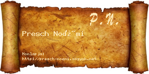 Presch Noémi névjegykártya
